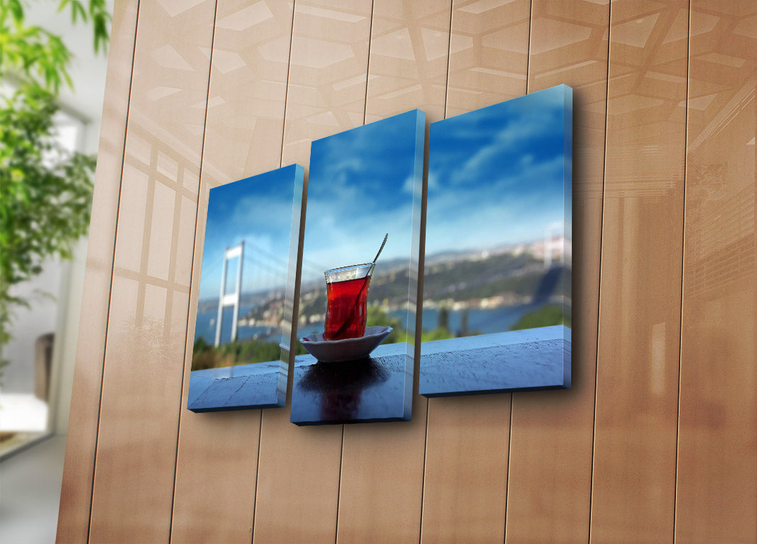 Quadro Decorativo em Tela Suede Multicolor – Conjunto 3 Peças com Moldura de Madeira (45 x 66 cm)