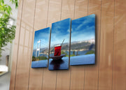 Quadro Decorativo em Tela Suede Multicolor – Conjunto 3 Peças com Moldura de Madeira (45 x 66 cm)