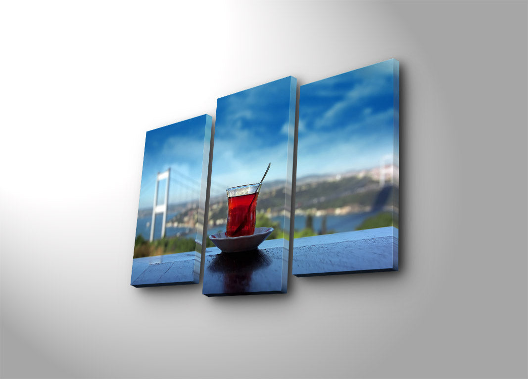 Quadro Decorativo em Tela Suede Multicolor – Conjunto 3 Peças com Moldura de Madeira (45 x 66 cm)