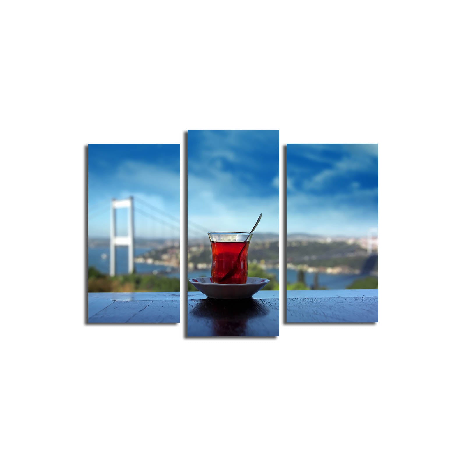 Quadro Decorativo em Tela Suede Multicolor – Conjunto 3 Peças com Moldura de Madeira (45 x 66 cm)