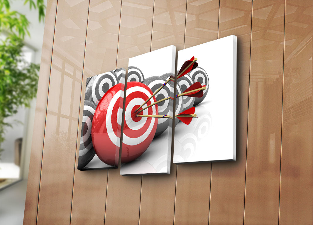 Quadro Decorativo Tríptico Multicolor em Canvas Suede 100% com Moldura 100% Madeira (3 Peças) — 45 x 66 cm