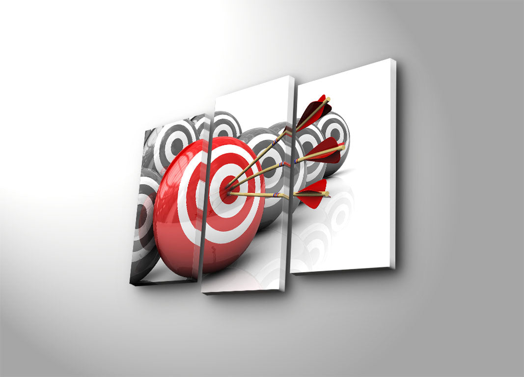 Quadro Decorativo Tríptico Multicolor em Canvas Suede 100% com Moldura 100% Madeira (3 Peças) — 45 x 66 cm