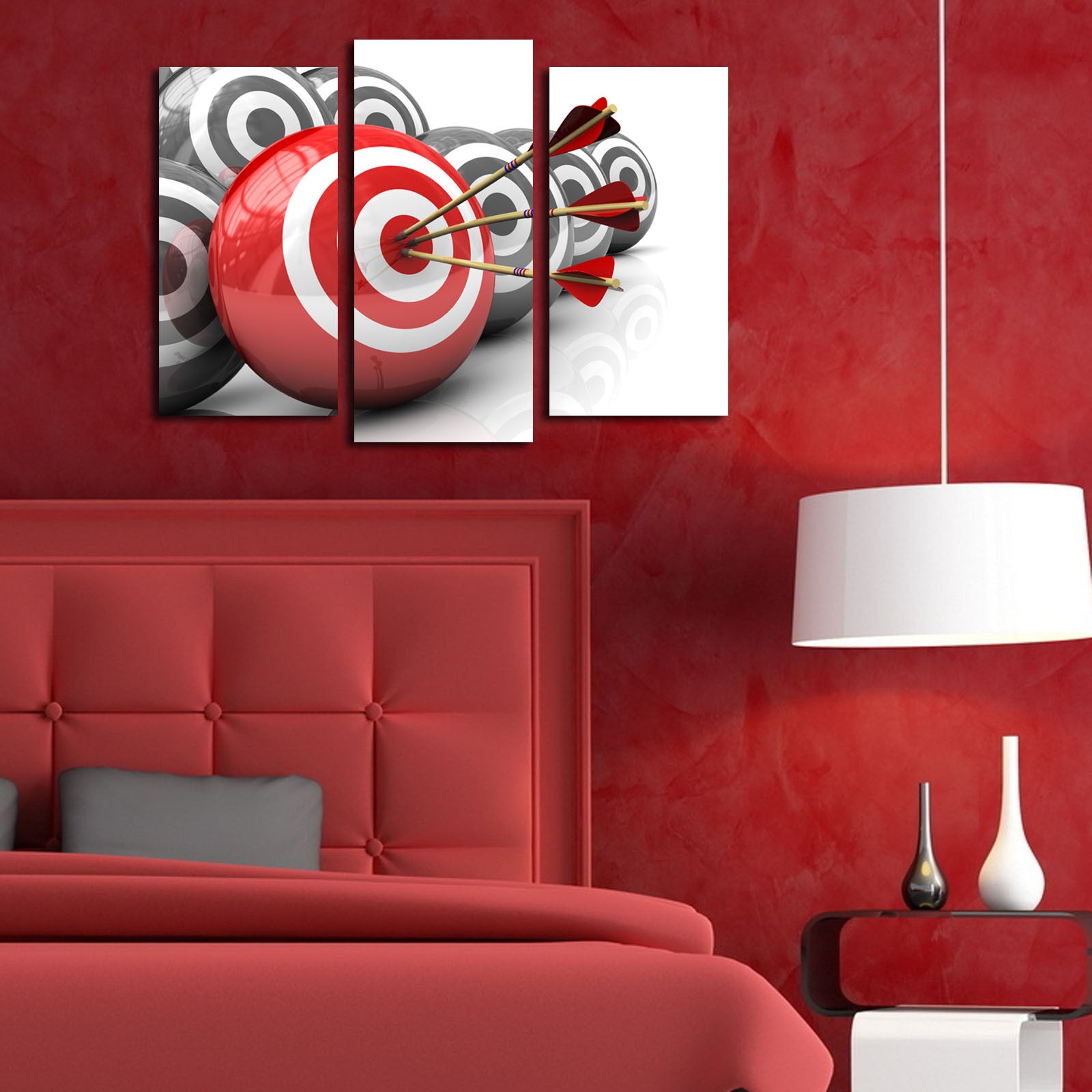 Quadro Decorativo Tríptico Multicolor em Canvas Suede 100% com Moldura 100% Madeira (3 Peças) — 45 x 66 cm