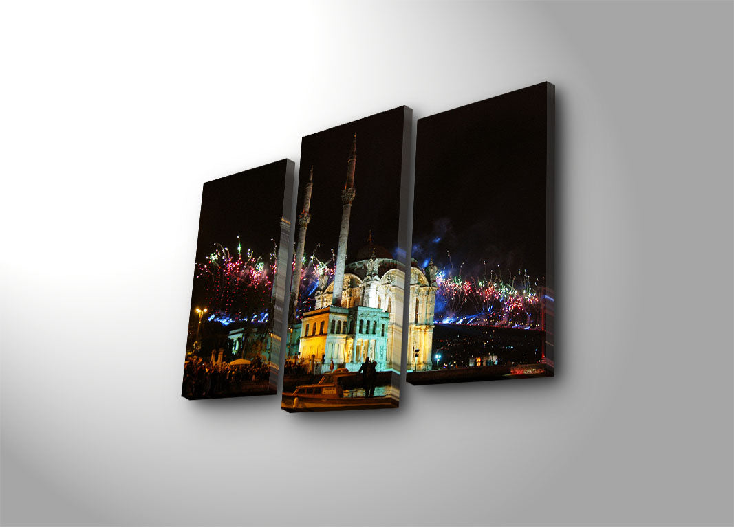 Quadros Decorativos em Tela (3 Peças) Multicolor – Suede 100% e Moldura de Madeira, 45 x 66 cm