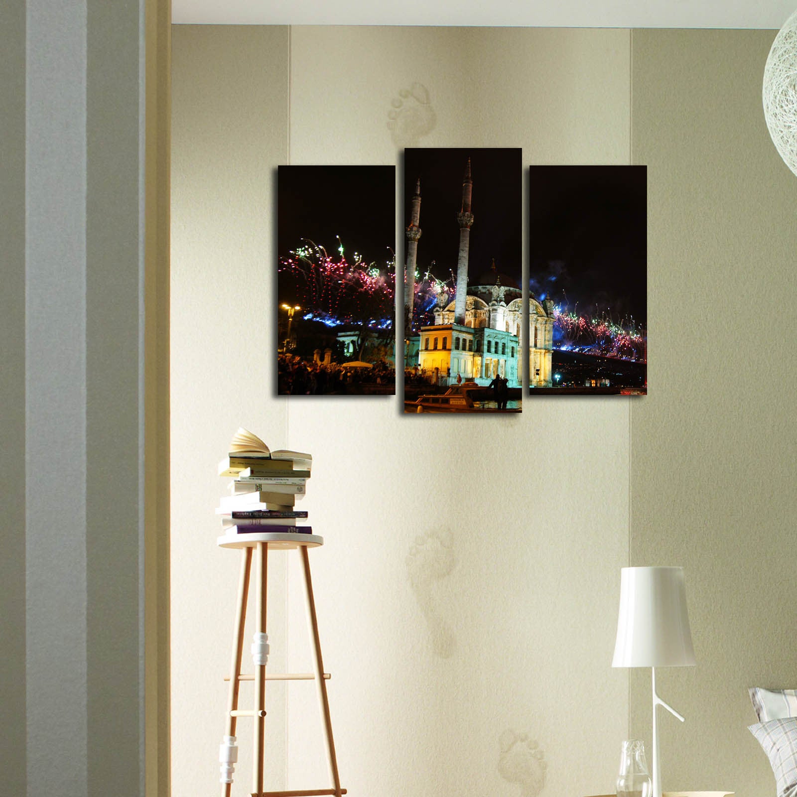 Quadros Decorativos em Tela (3 Peças) Multicolor – Suede 100% e Moldura de Madeira, 45 x 66 cm