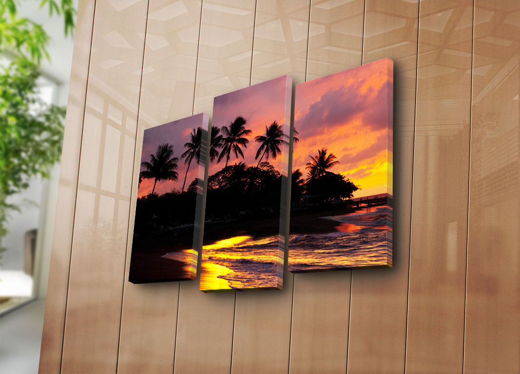 Tela Decorativa Multicolor em Suede (3 Peças) com Moldura de Madeira – 45 x 66 cm | 3PATK-75