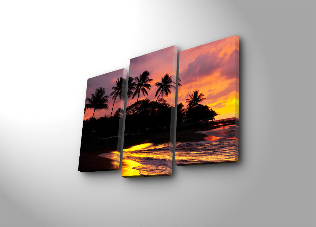 Tela Decorativa Multicolor em Suede (3 Peças) com Moldura de Madeira – 45 x 66 cm | 3PATK-75