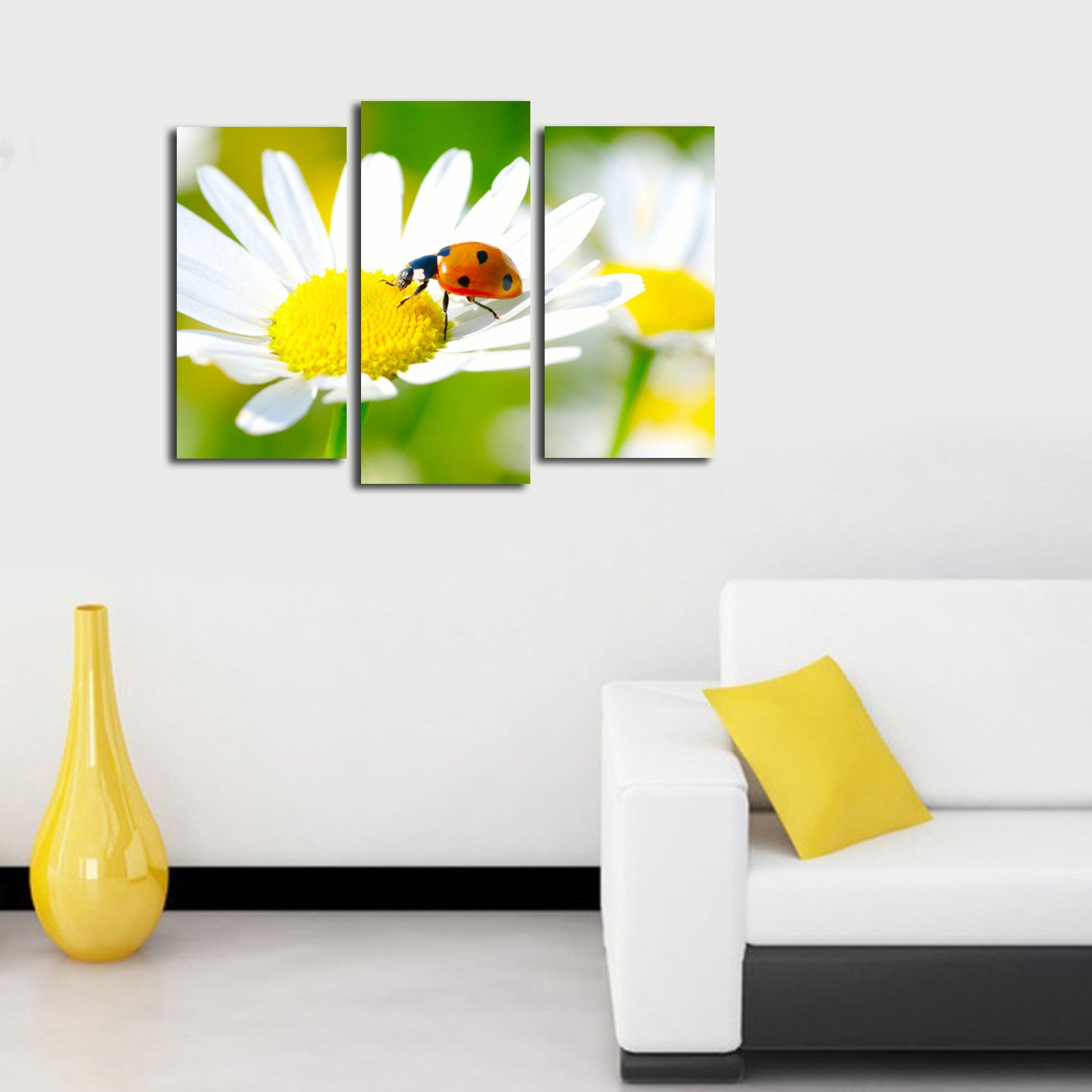 Quadro Decorativo Tríptico Multicolor em Tela Suede – 3 Peças com Moldura de Madeira, 45 x 66 cm