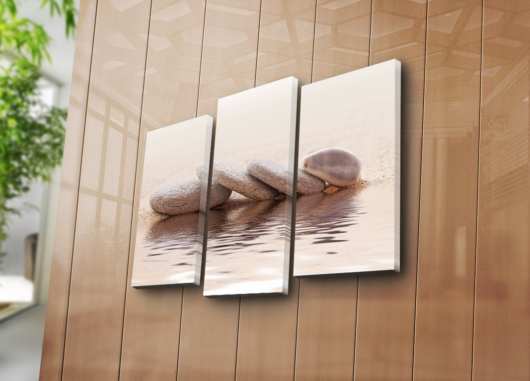 Conjunto de Quadros em Tela Multicolorida – 3 Peças (Total 45 x 66 cm), Camurça 100% e Moldura de Madeira 3 cm – 3PATK-78