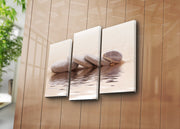 Conjunto de Quadros em Tela Multicolorida – 3 Peças (Total 45 x 66 cm), Camurça 100% e Moldura de Madeira 3 cm – 3PATK-78