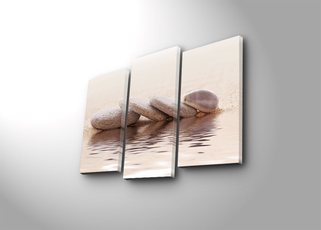 Conjunto de Quadros em Tela Multicolorida – 3 Peças (Total 45 x 66 cm), Camurça 100% e Moldura de Madeira 3 cm – 3PATK-78