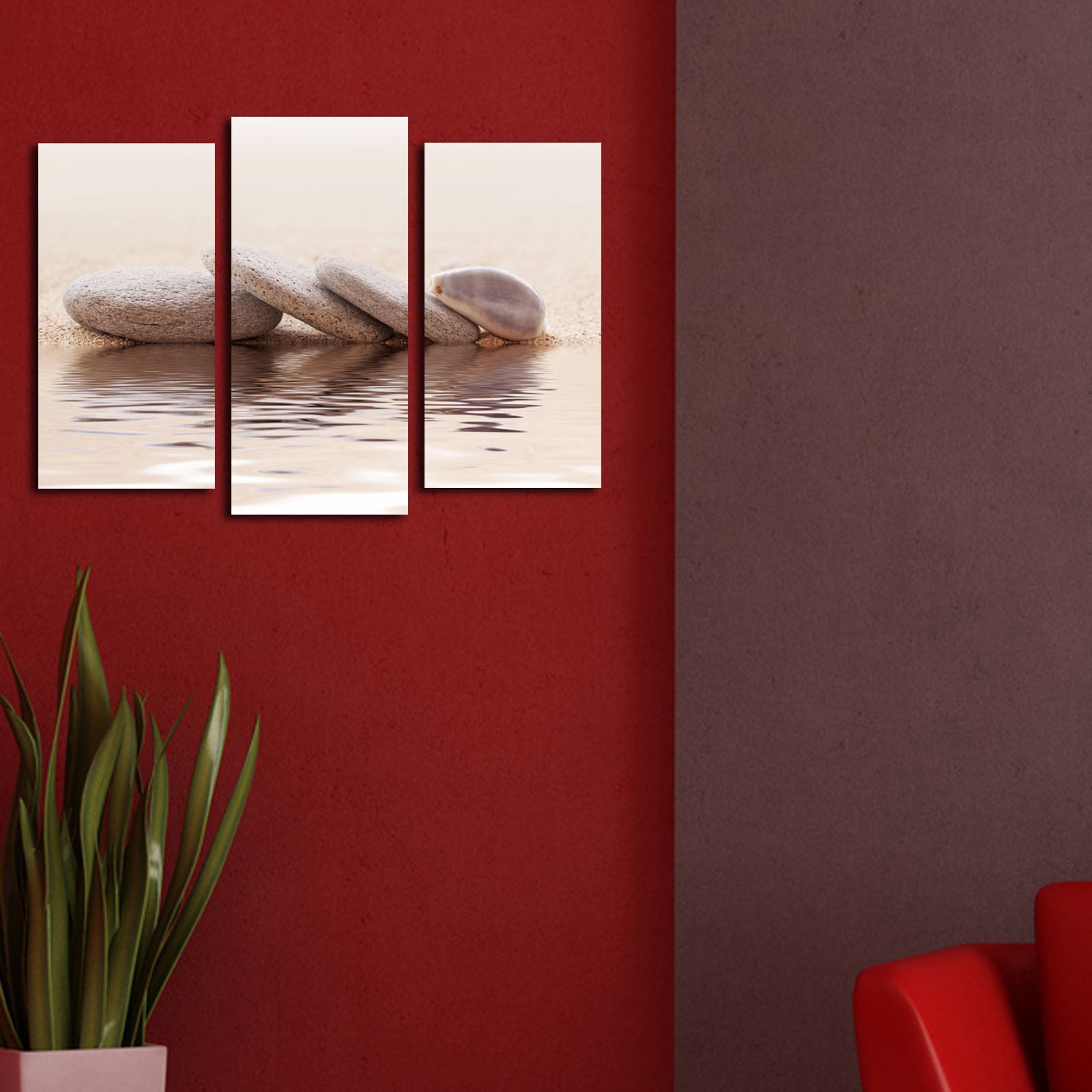 Conjunto de Quadros em Tela Multicolorida – 3 Peças (Total 45 x 66 cm), Camurça 100% e Moldura de Madeira 3 cm – 3PATK-78