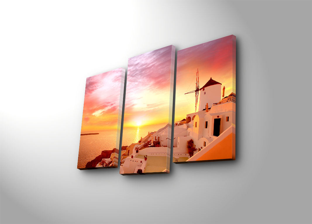 Tela Decorativa Tripla Multicolor 3PATK-80 em Canvas (Camurça) 100% com Moldura de Madeira 3 cm – Tamanho Total 45 x 66 cm