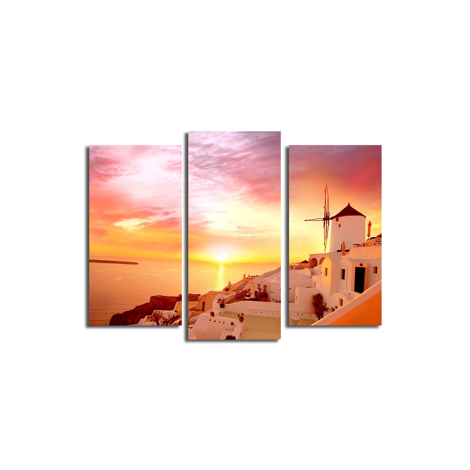 Tela Decorativa Tripla Multicolor 3PATK-80 em Canvas (Camurça) 100% com Moldura de Madeira 3 cm – Tamanho Total 45 x 66 cm