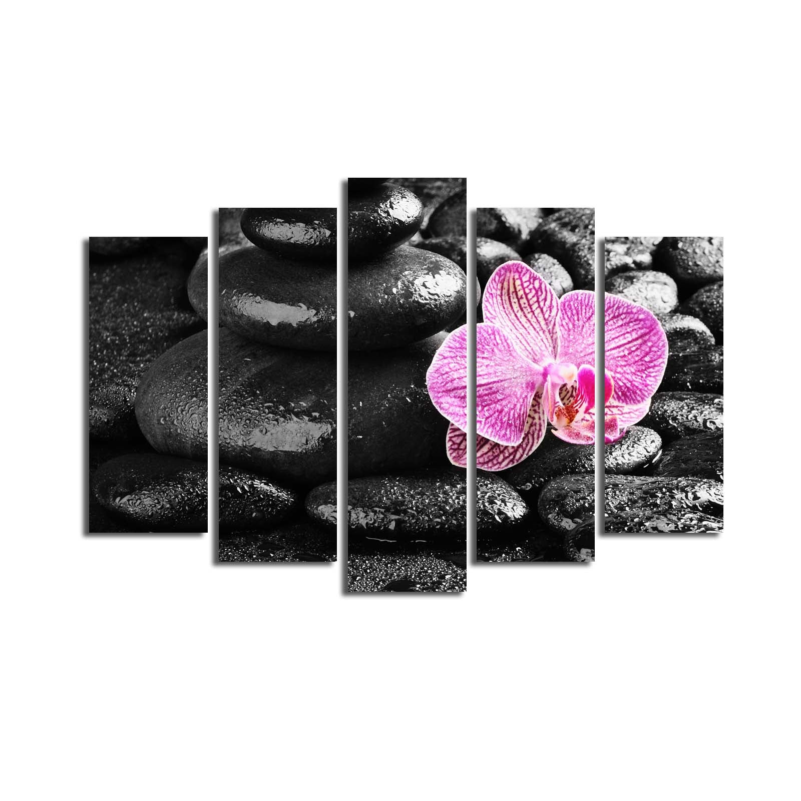 Quadro Decorativo em Tela Suede (5 Peças) 5PATK-1, Multicolor, Moldura de Madeira 3 cm, 70 x 105 cm