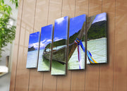 Quadro Decorativo em Tela Camurça 100% (5 Peças) Multicolor 70x105 cm com Moldura de Madeira - 5PATK-2