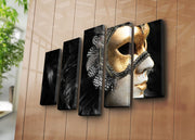 Quadro Decorativo em Tela Suede Multicolor – Conjunto 5 Peças, 70 x 105 cm, Moldura 100% Madeira (3 cm)