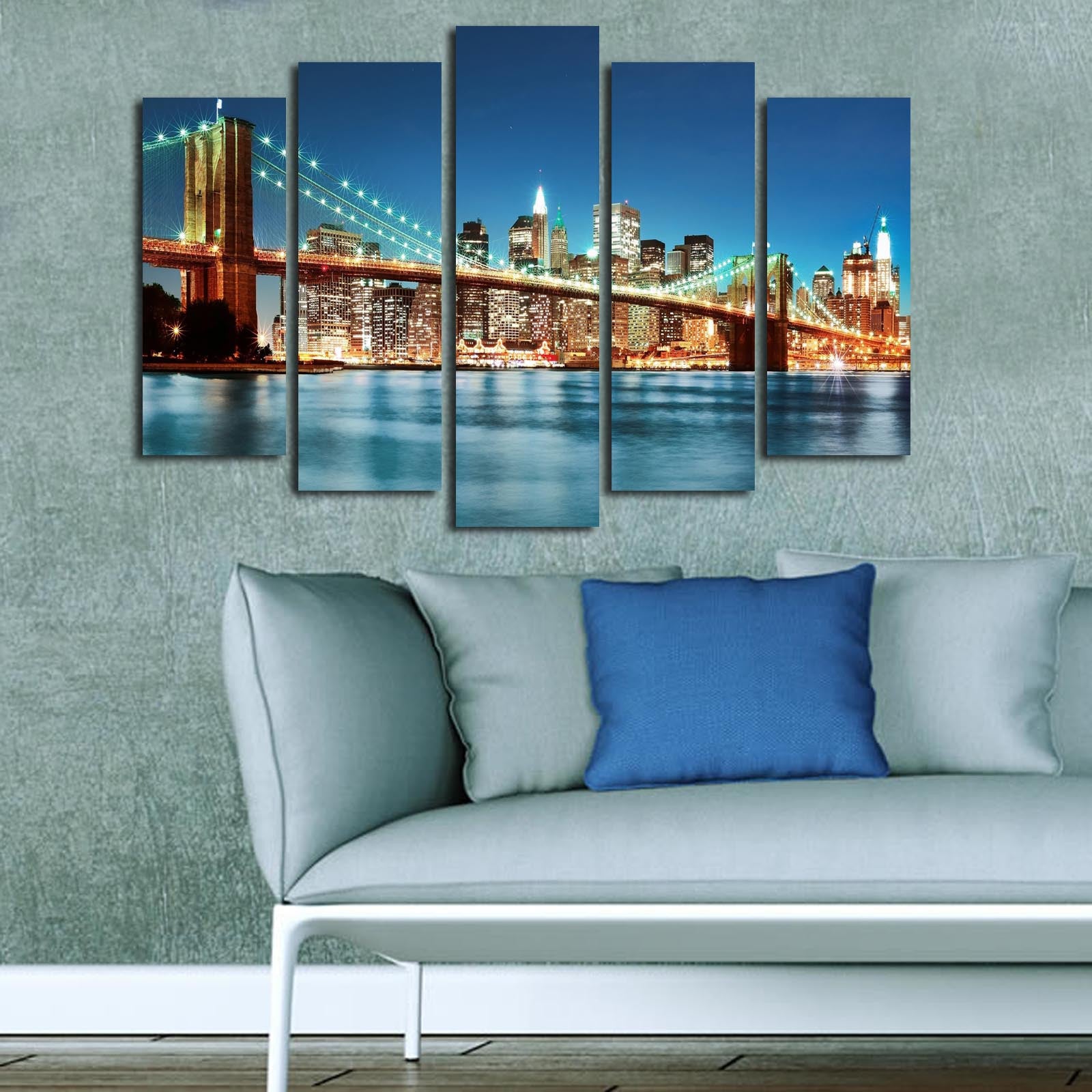 Quadro Decorativo em Tela 5 Peças Multicolor 70x105 cm | 100% Tela Camurça | Moldura de Madeira 3 cm – 5PATK-7