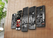 Quadro Decorativo em Tela (Conjunto de 5 Peças) Multicolor — 70 x 105 cm, Tela Suede 100%, Moldura de Madeira 3 cm