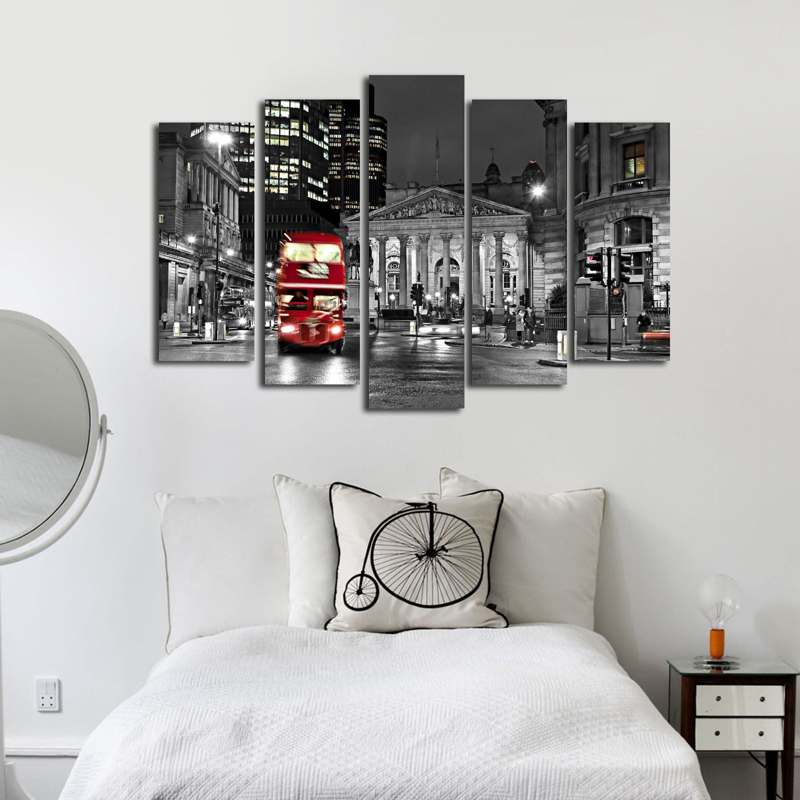 Quadro Decorativo em Tela (Conjunto de 5 Peças) Multicolor — 70 x 105 cm, Tela Suede 100%, Moldura de Madeira 3 cm