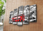 Quadro Decorativo em Tela Suede 100% (5 Peças) Multicolor com Moldura 100% Madeira – 70 x 105 cm – 5PATK-9 | 242BNZ4209