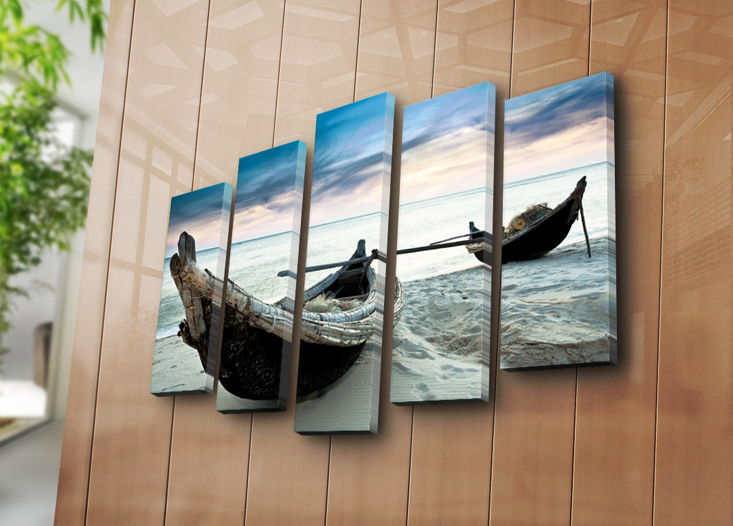 Quadro Decorativo Multicolor em Tela Suede – Conjunto 5 Peças 70x105 cm com Moldura 100% Madeira (3 cm) | 5PATK-11