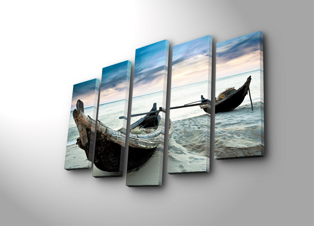 Quadro Decorativo Multicolor em Tela Suede – Conjunto 5 Peças 70x105 cm com Moldura 100% Madeira (3 cm) | 5PATK-11