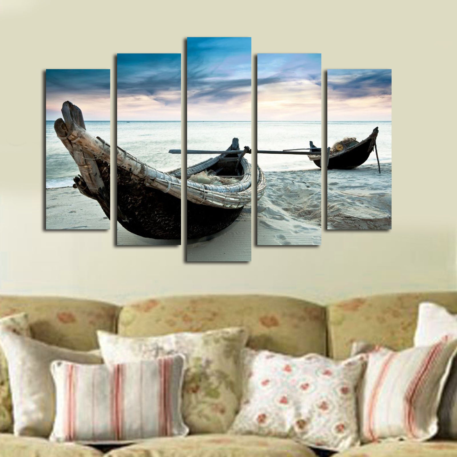 Quadro Decorativo Multicolor em Tela Suede – Conjunto 5 Peças 70x105 cm com Moldura 100% Madeira (3 cm) | 5PATK-11