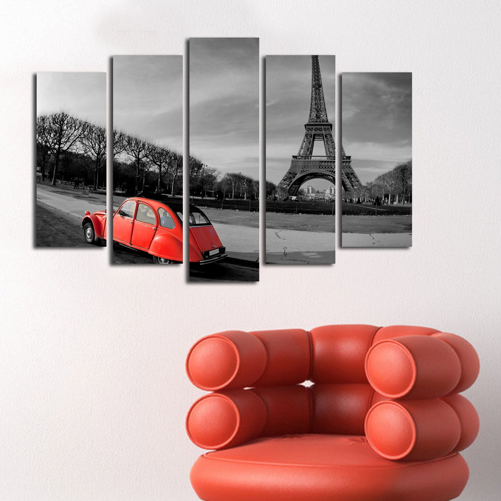 Quadro Decorativo Multicolor em Tela Suede 100% (5 Peças) 70x105 cm com Moldura de Madeira 3 cm – 5PATK-12