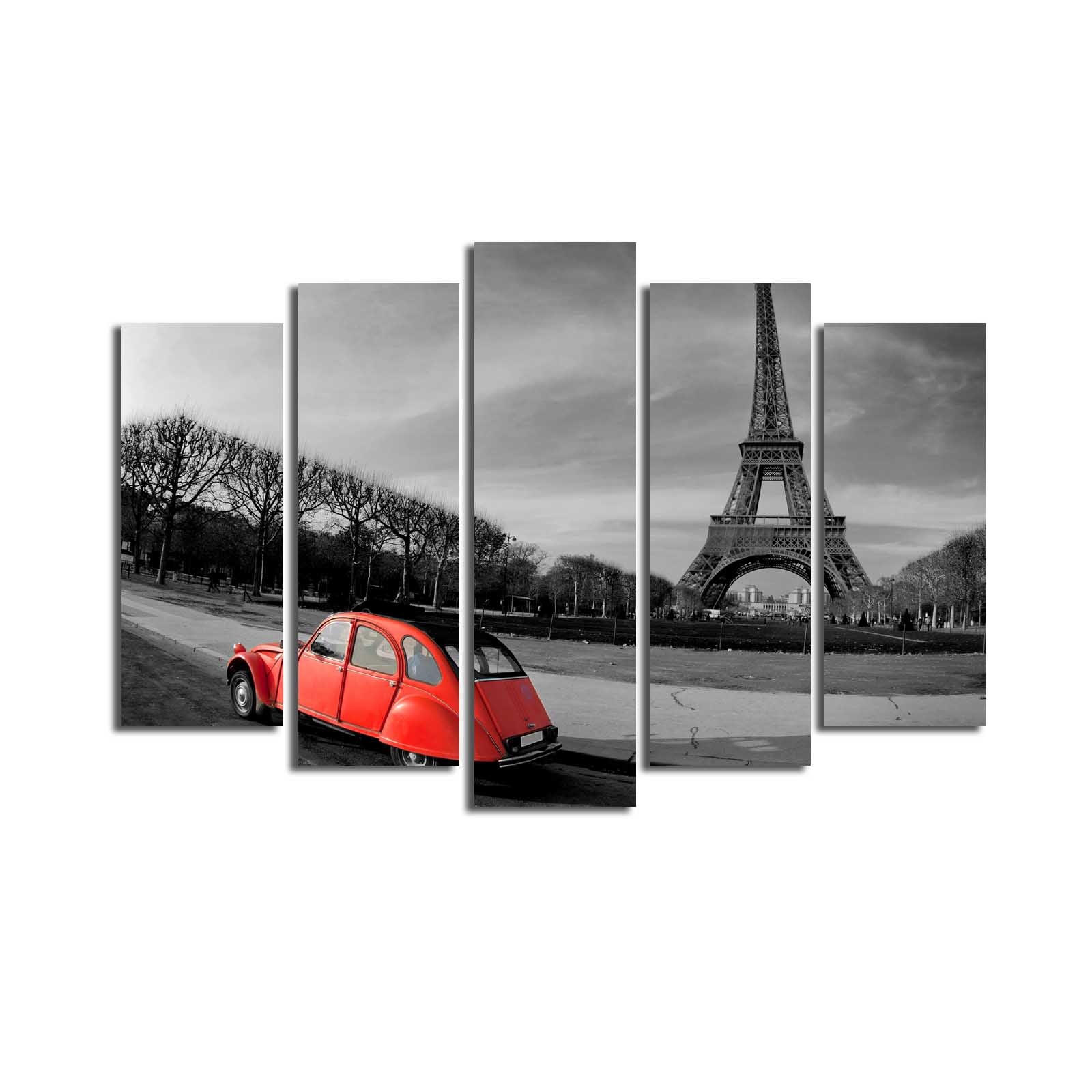 Quadro Decorativo Multicolor em Tela Suede 100% (5 Peças) 70x105 cm com Moldura de Madeira 3 cm – 5PATK-12