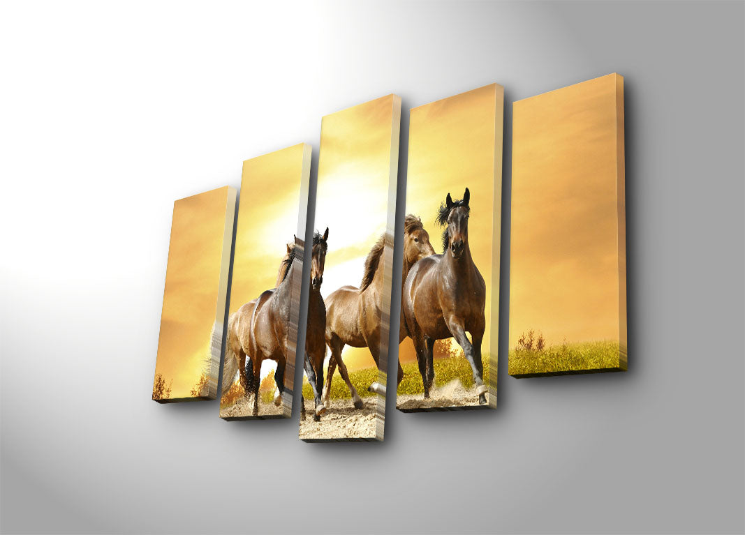 Conjunto de Telas Decorativas Multicor (5 Peças) – Suede 100%, Moldura de Madeira 3 cm, 70 x 105 cm – 5PATK-13