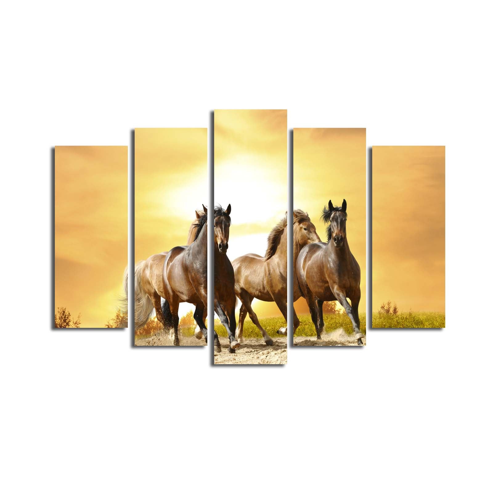 Conjunto de Telas Decorativas Multicor (5 Peças) – Suede 100%, Moldura de Madeira 3 cm, 70 x 105 cm – 5PATK-13