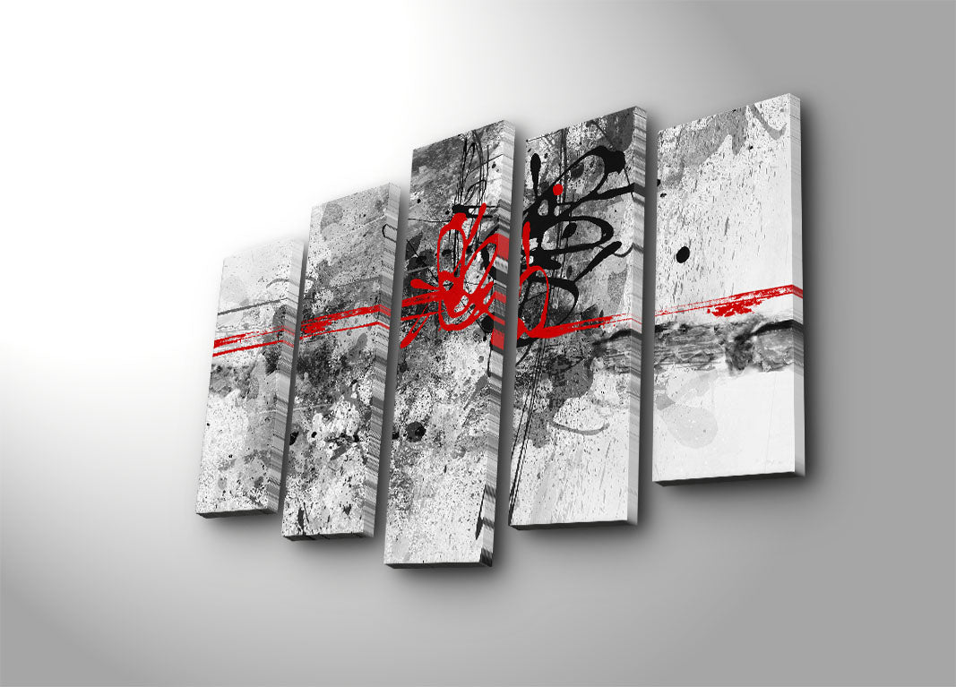 Tela Decorativa Multicolor (Conjunto de 5 Peças) em Canvas tipo camurça 100% com Moldura de Madeira – 70 x 105 cm