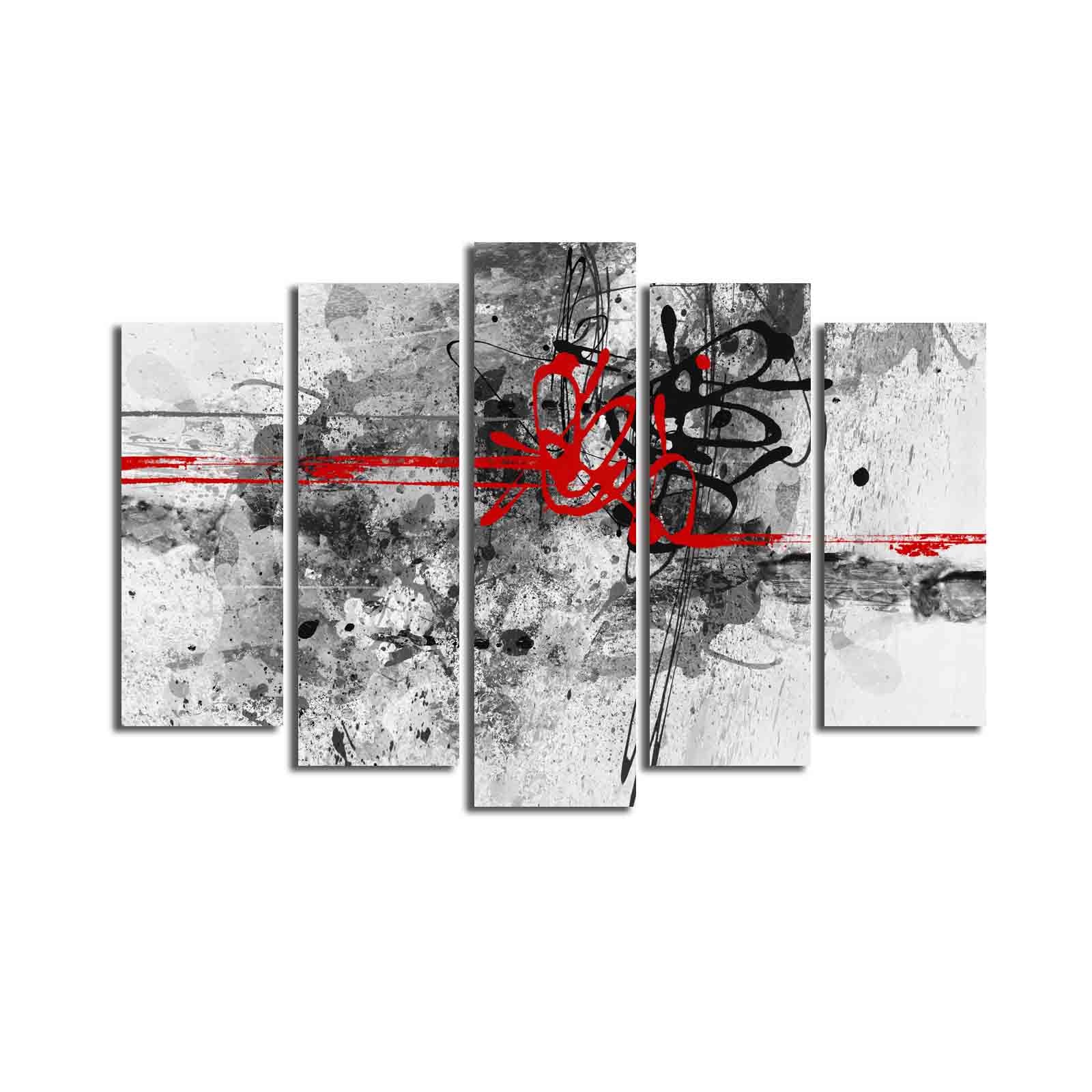 Tela Decorativa Multicolor (Conjunto de 5 Peças) em Canvas tipo camurça 100% com Moldura de Madeira – 70 x 105 cm