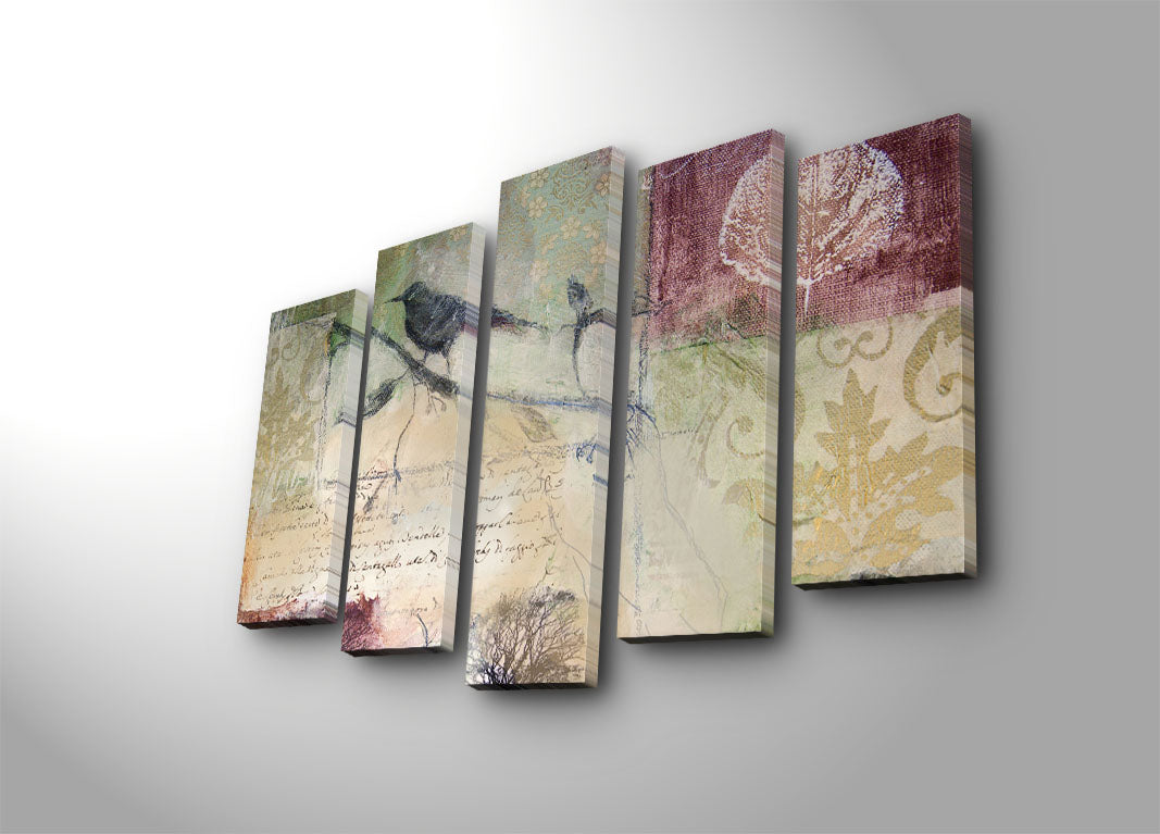Quadro Decorativo em Tela Multicolor (Conjunto 5 Peças) 70 x 105 cm | Suede 100% com Moldura de Madeira 3 cm – 5PATK-16