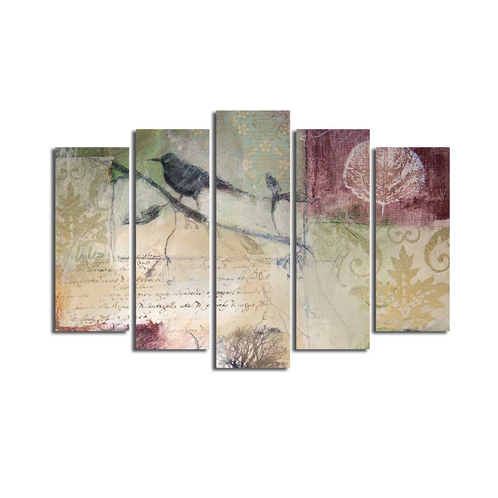 Quadro Decorativo em Tela Multicolor (Conjunto 5 Peças) 70 x 105 cm | Suede 100% com Moldura de Madeira 3 cm – 5PATK-16