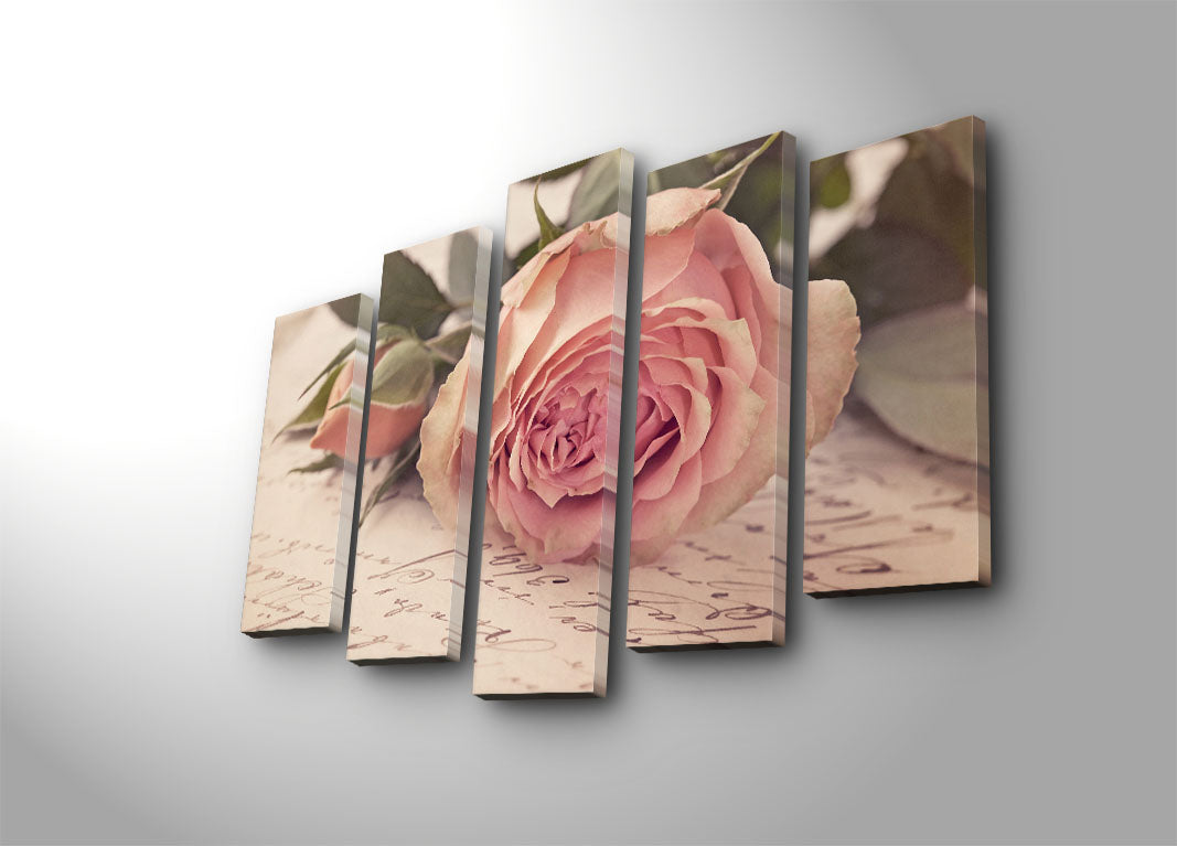 Quadro Decorativo Multicolor em Tela de Camurça – Conjunto 5 Peças, 70x105 cm, Moldura 100% Madeira (3 cm)