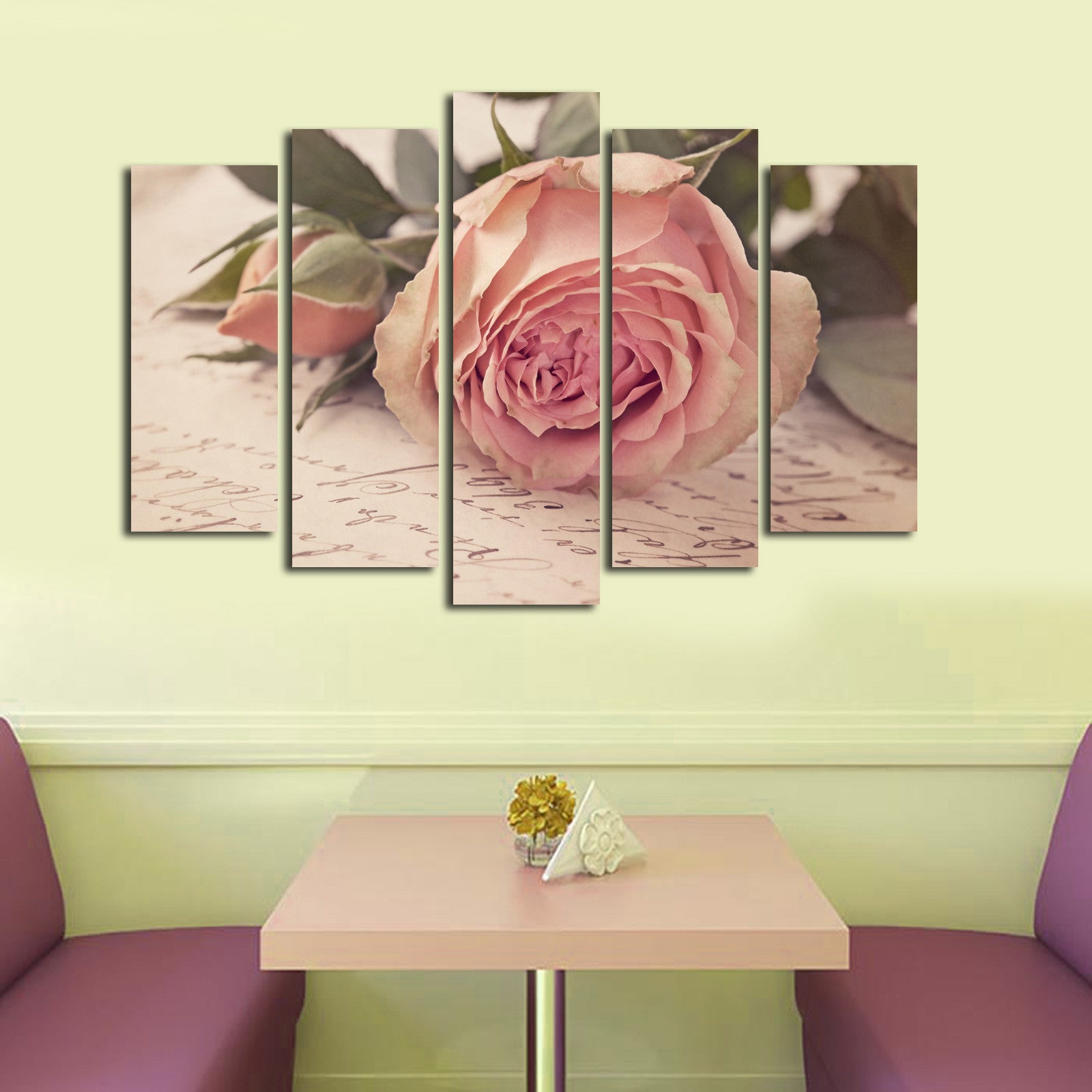 Quadro Decorativo Multicolor em Tela de Camurça – Conjunto 5 Peças, 70x105 cm, Moldura 100% Madeira (3 cm)