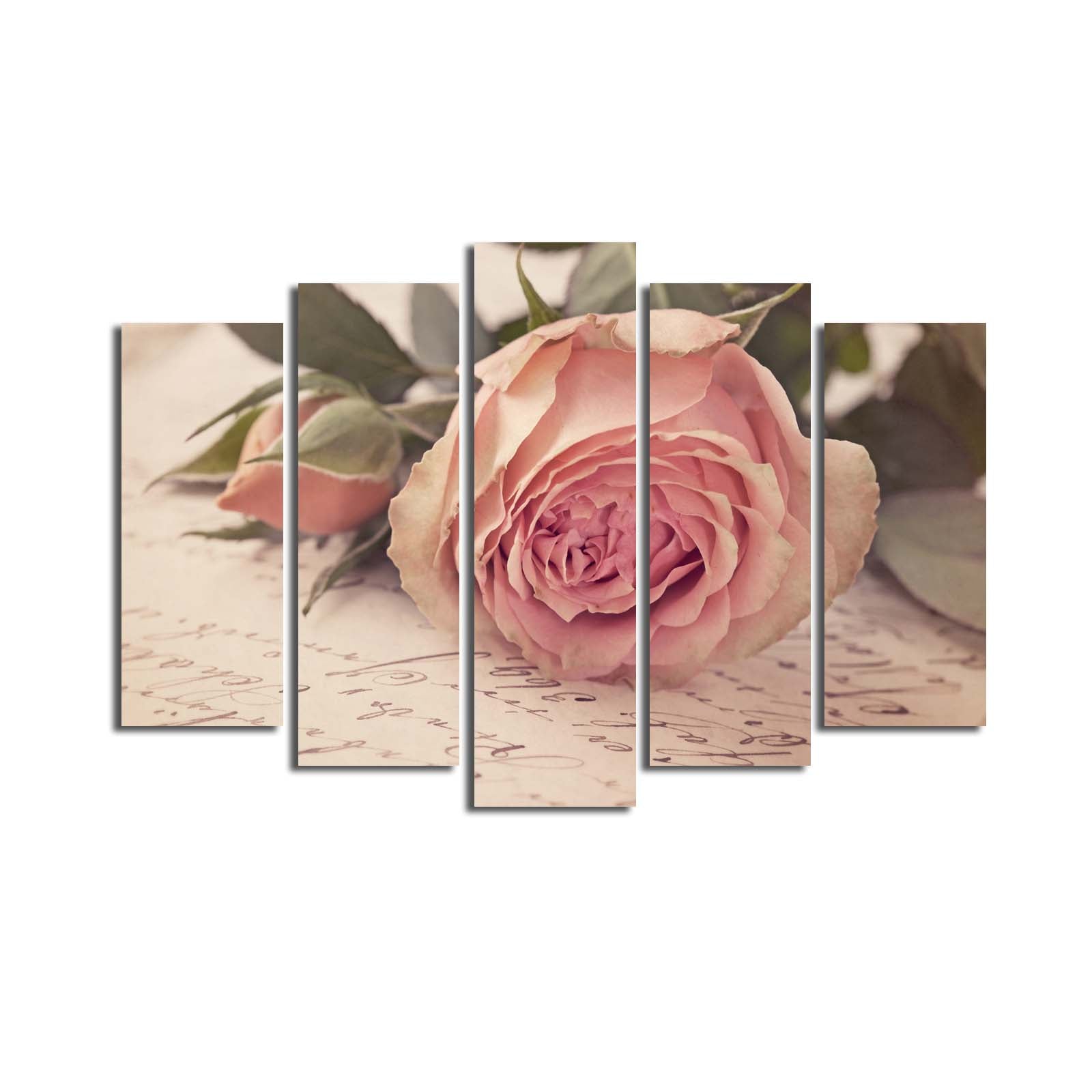 Quadro Decorativo Multicolor em Tela de Camurça – Conjunto 5 Peças, 70x105 cm, Moldura 100% Madeira (3 cm)