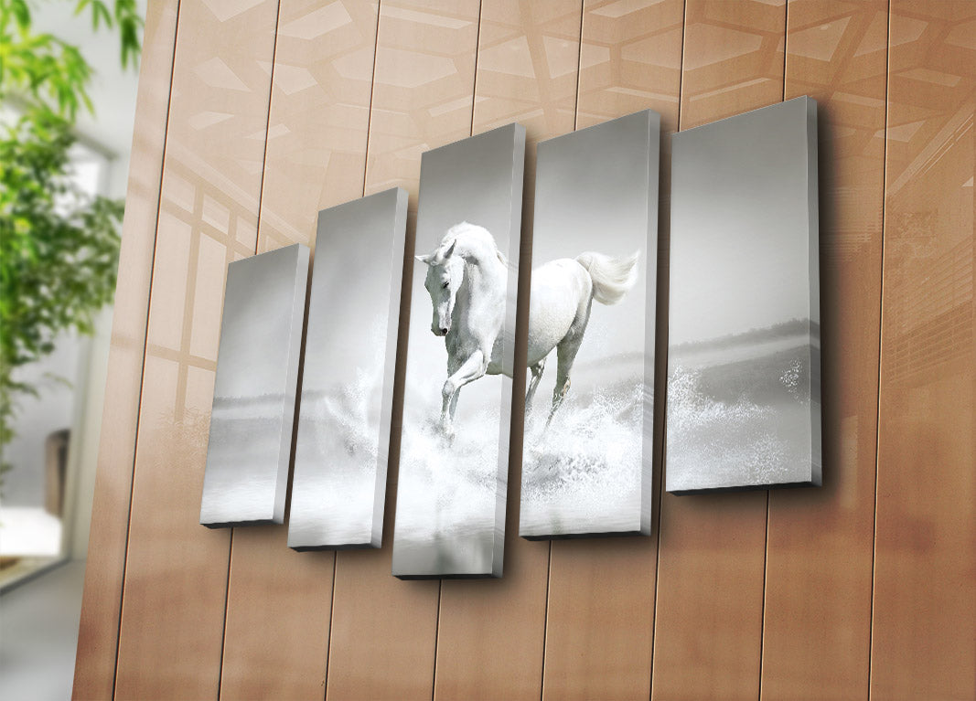 Conjunto de Quadros Decorativos Multicolor (5 Peças) – Suede 100%, Moldura 100% Madeira 3 cm – 70 x 105 cm (5PATK-19)