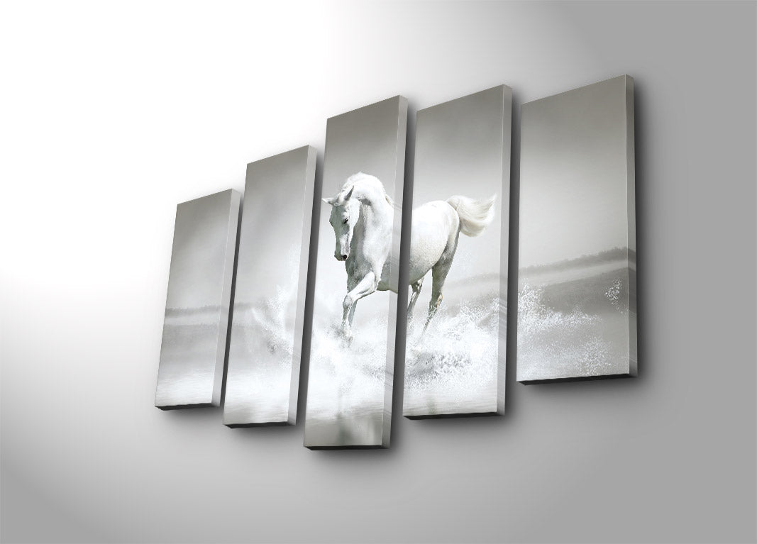 Conjunto de Quadros Decorativos Multicolor (5 Peças) – Suede 100%, Moldura 100% Madeira 3 cm – 70 x 105 cm (5PATK-19)