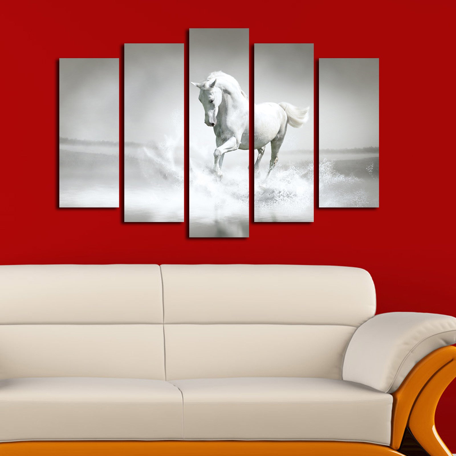 Conjunto de Quadros Decorativos Multicolor (5 Peças) – Suede 100%, Moldura 100% Madeira 3 cm – 70 x 105 cm (5PATK-19)