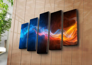 Quadro Decorativo em Tela 5 Peças Multicolor 70x105 cm – 100% Suede Canvas, Moldura de Madeira 3 cm (5PATK-20)