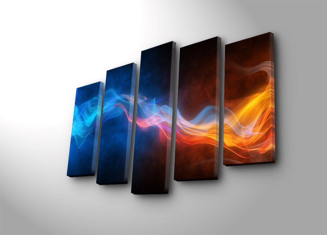Quadro Decorativo em Tela 5 Peças Multicolor 70x105 cm – 100% Suede Canvas, Moldura de Madeira 3 cm (5PATK-20)