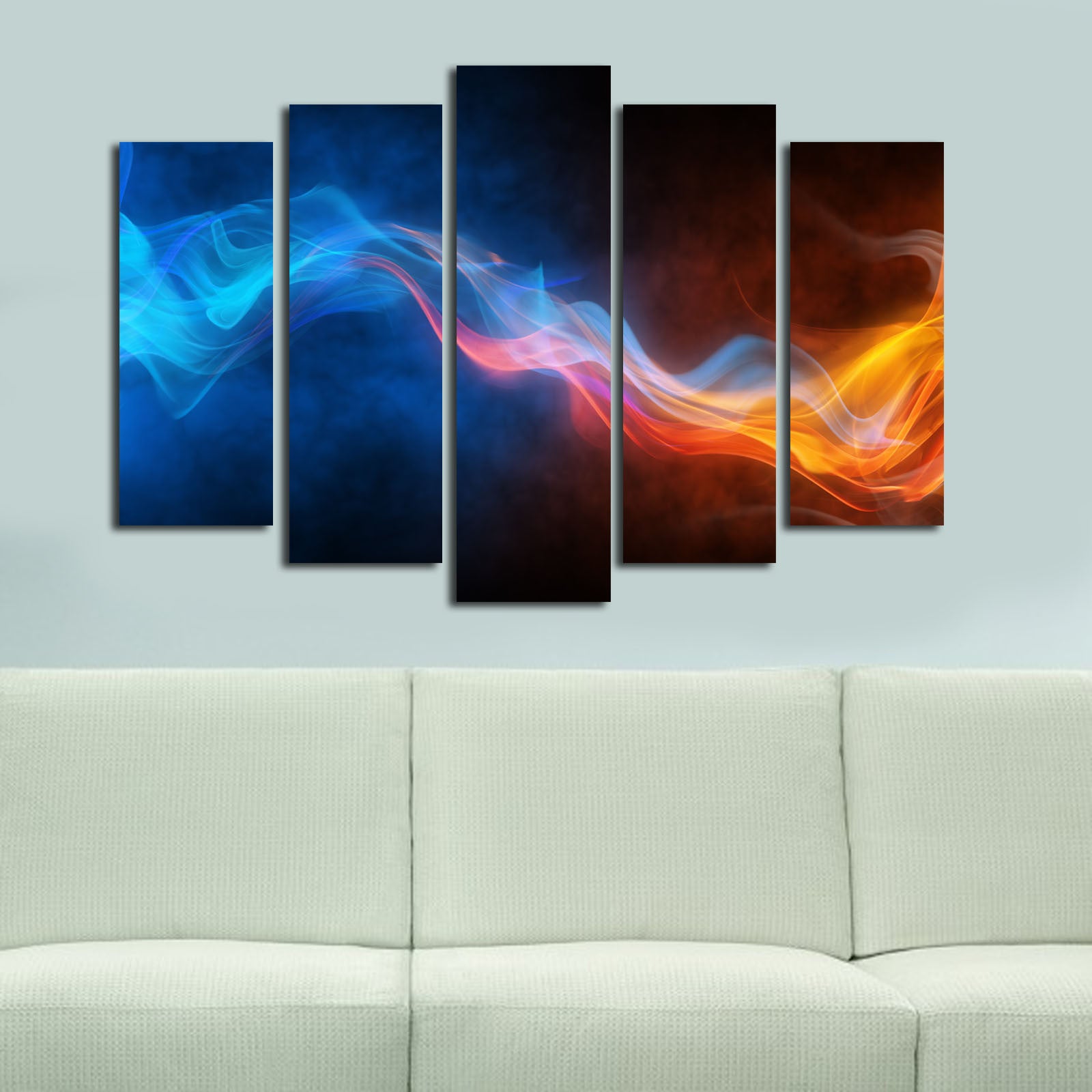 Quadro Decorativo em Tela 5 Peças Multicolor 70x105 cm – 100% Suede Canvas, Moldura de Madeira 3 cm (5PATK-20)