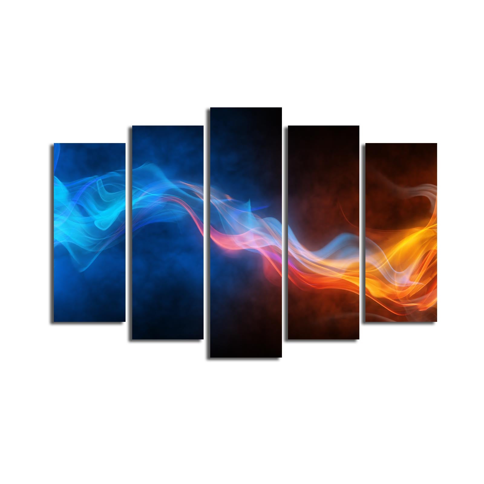 Quadro Decorativo em Tela 5 Peças Multicolor 70x105 cm – 100% Suede Canvas, Moldura de Madeira 3 cm (5PATK-20)