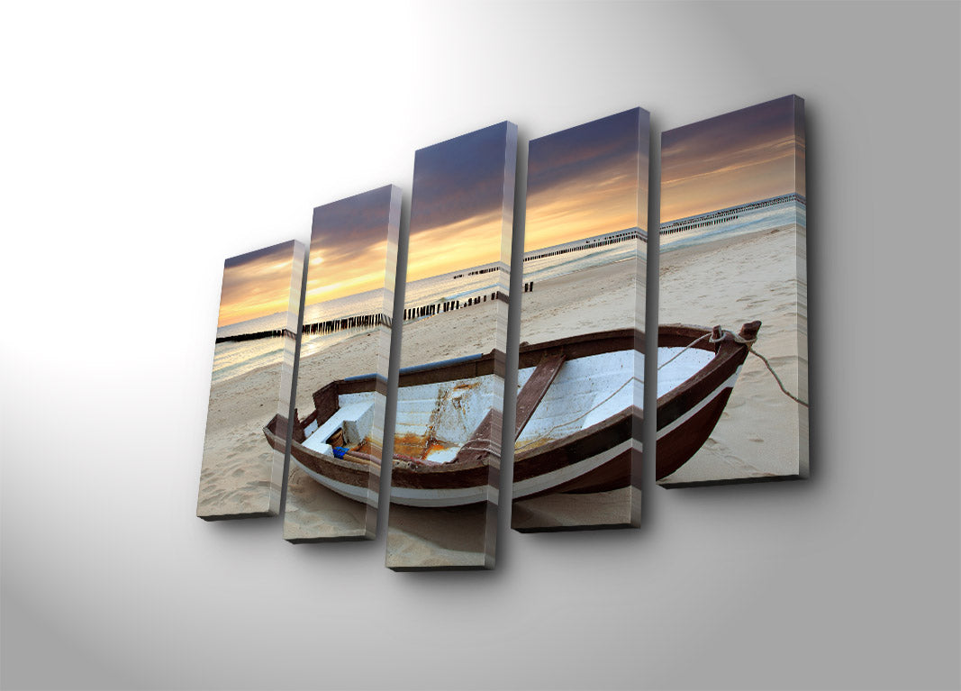 Conjunto de Quadros Decorativos em Tela (5 Peças) Multicolor — 70 x 105 cm, Moldura de Madeira