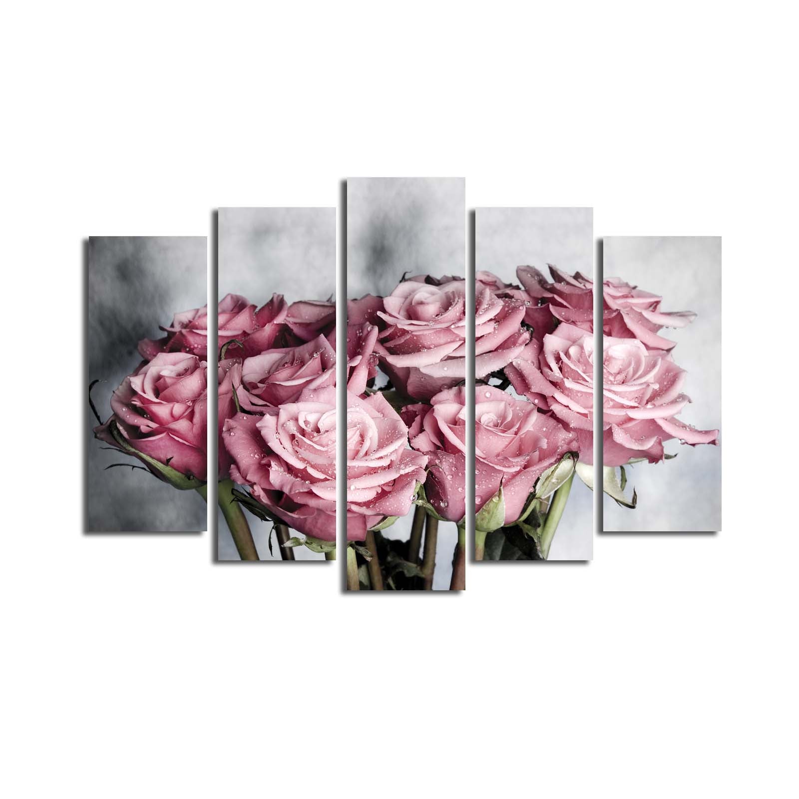 Quadro Decorativo em Tela Suede 100% (Conjunto de 5 Peças) Multicolor – 70 x 105 cm – Moldura de Madeira 3 cm – 5PATK-22