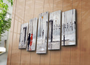 Quadro Decorativo Multicolorido em Tela Suede (5 Peças) 70 x 105 cm com Moldura de Madeira 3 cm – 5PATK-23