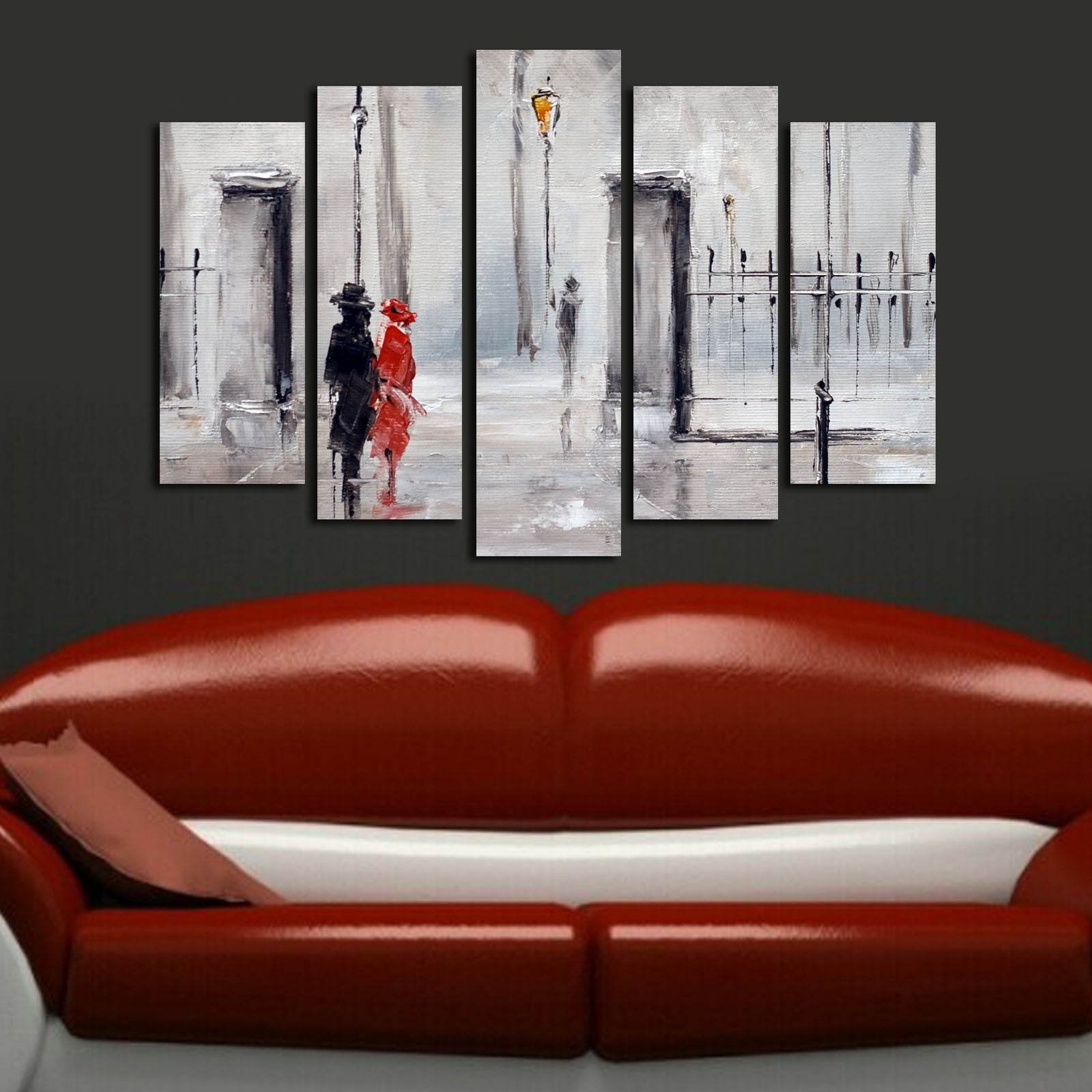 Quadro Decorativo Multicolorido em Tela Suede (5 Peças) 70 x 105 cm com Moldura de Madeira 3 cm – 5PATK-23